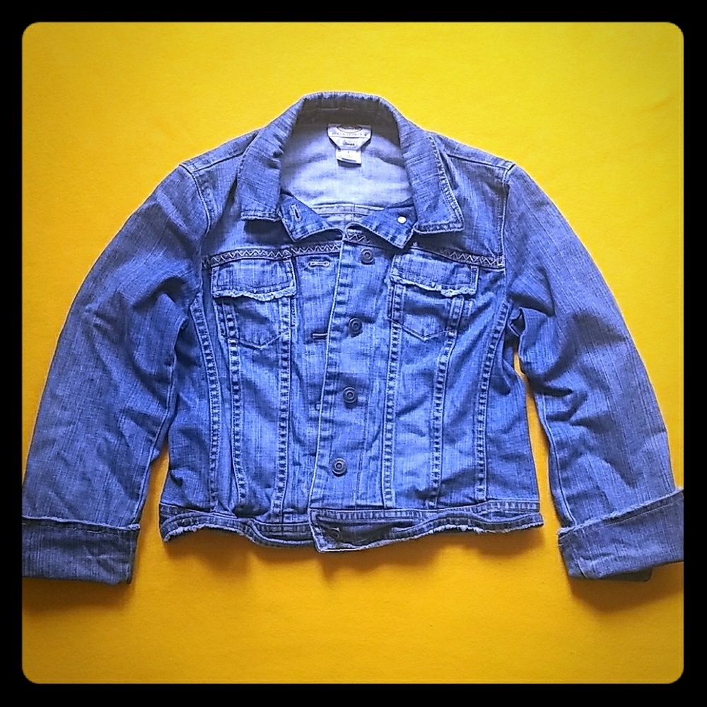 TALBOTS Cropped Jean Jacket PETITES Stretch Size 6